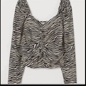 H&M Puff Sleeve Zebra Print Blouse